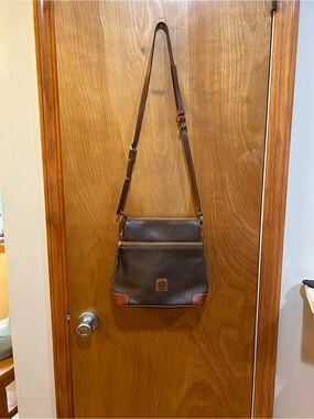 Dooney & Bourke Dark Brown Pebbled Leather Messenger Bag R264